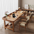 Here are a few options, depending on the specific nuance you want to convey:  **option 1 (focus on functionality):**  "wall-mounted study desk, home student writing desk, minimalist modern office study solid wood double desk"  **option 2 (more descriptive