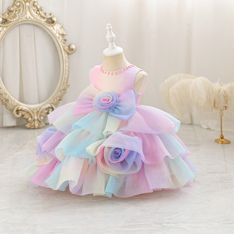 baby girl birthday first birthday princess dress gradient colorful skirt sleeveless girl dress european and american style in stock