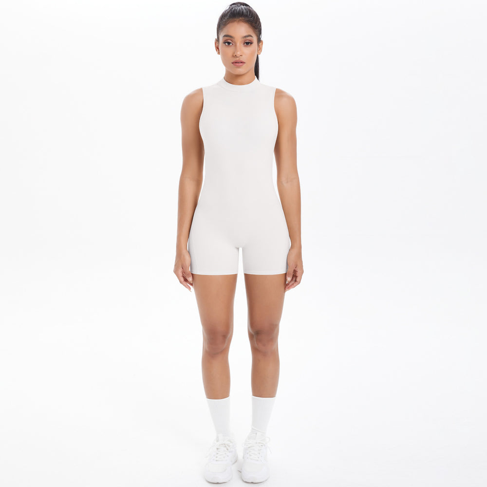 European and american new sleeveless barely-there open-back yoga bodysuit, tight-fitting activewear jumpsuit for outdoor running and fitness