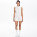 European and american new sleeveless barely-there open-back yoga bodysuit, tight-fitting activewear jumpsuit for outdoor running and fitness