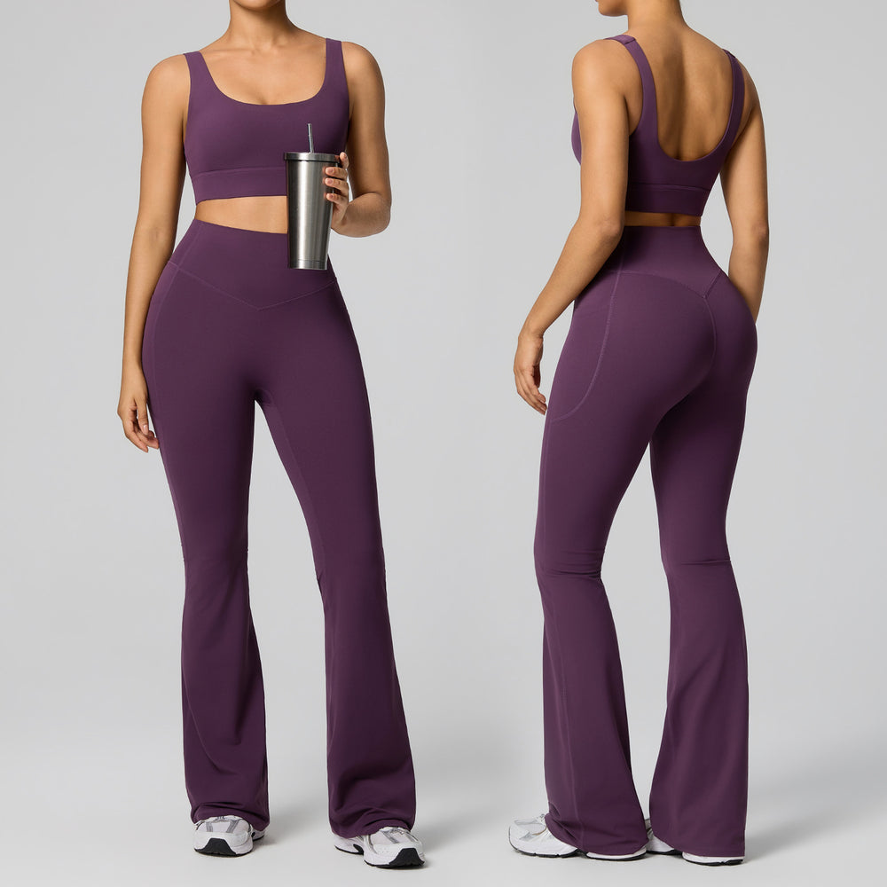 new women's activewear set: quick-dry running workout two-piece, pilates wide-leg yoga outfit