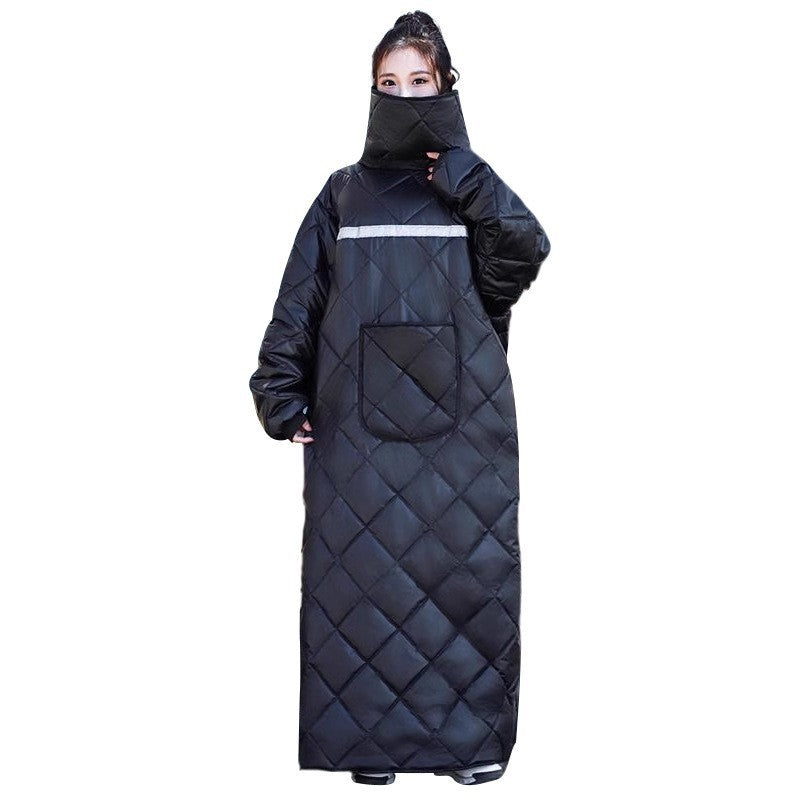 Winter windbreaker waterproof windproof winter cycling thickened fleece electric vehicle battery motorcycle riding cold weather protection suit