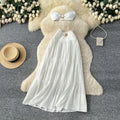 Sexy vacation style: alluring & spicy girl look - bandeau top + high-waisted, slimming, tummy-concealing maxi skirt two-piece set