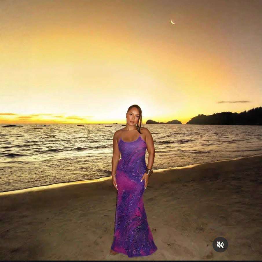 Starry sky print dress sexy deep v cami maxi dress european and american summer new  plus size women's long dress