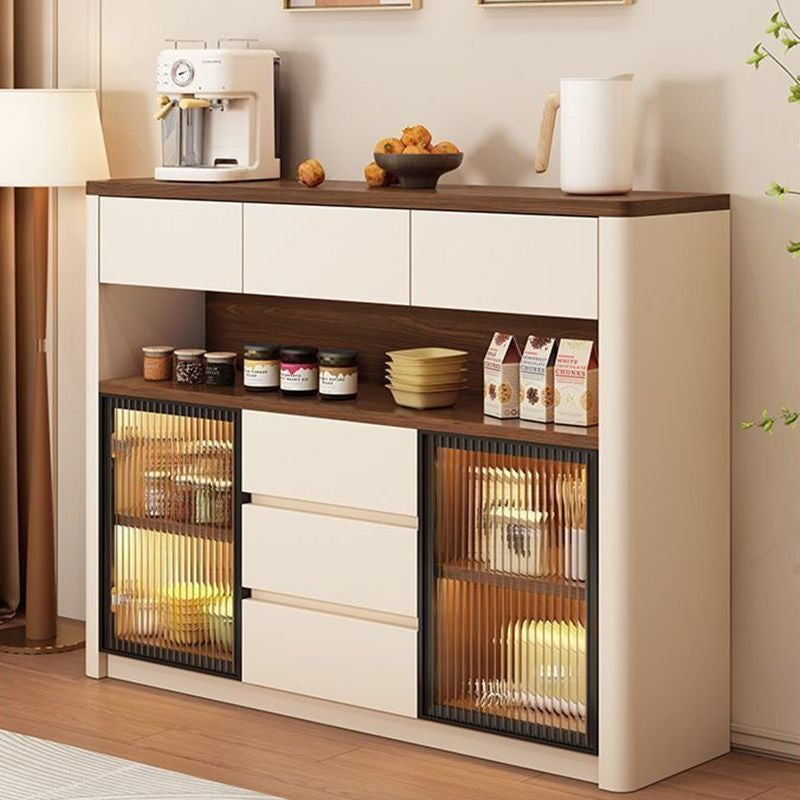 Medieval style sideboard changhong glass with lights for home restaurant tea storage cabinet cream style multifunctional water bar cabinet
