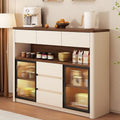 Medieval style sideboard changhong glass with lights for home restaurant tea storage cabinet cream style multifunctional water bar cabinet