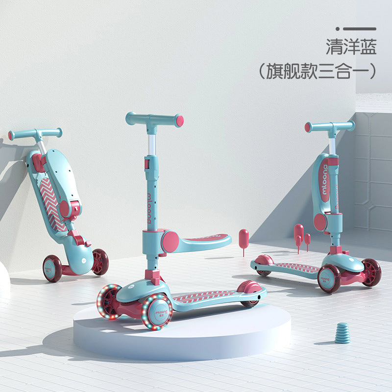 Manlong children's scooter shockproof large tire can sit and ride slippery car three-gear adjustable baby scooter