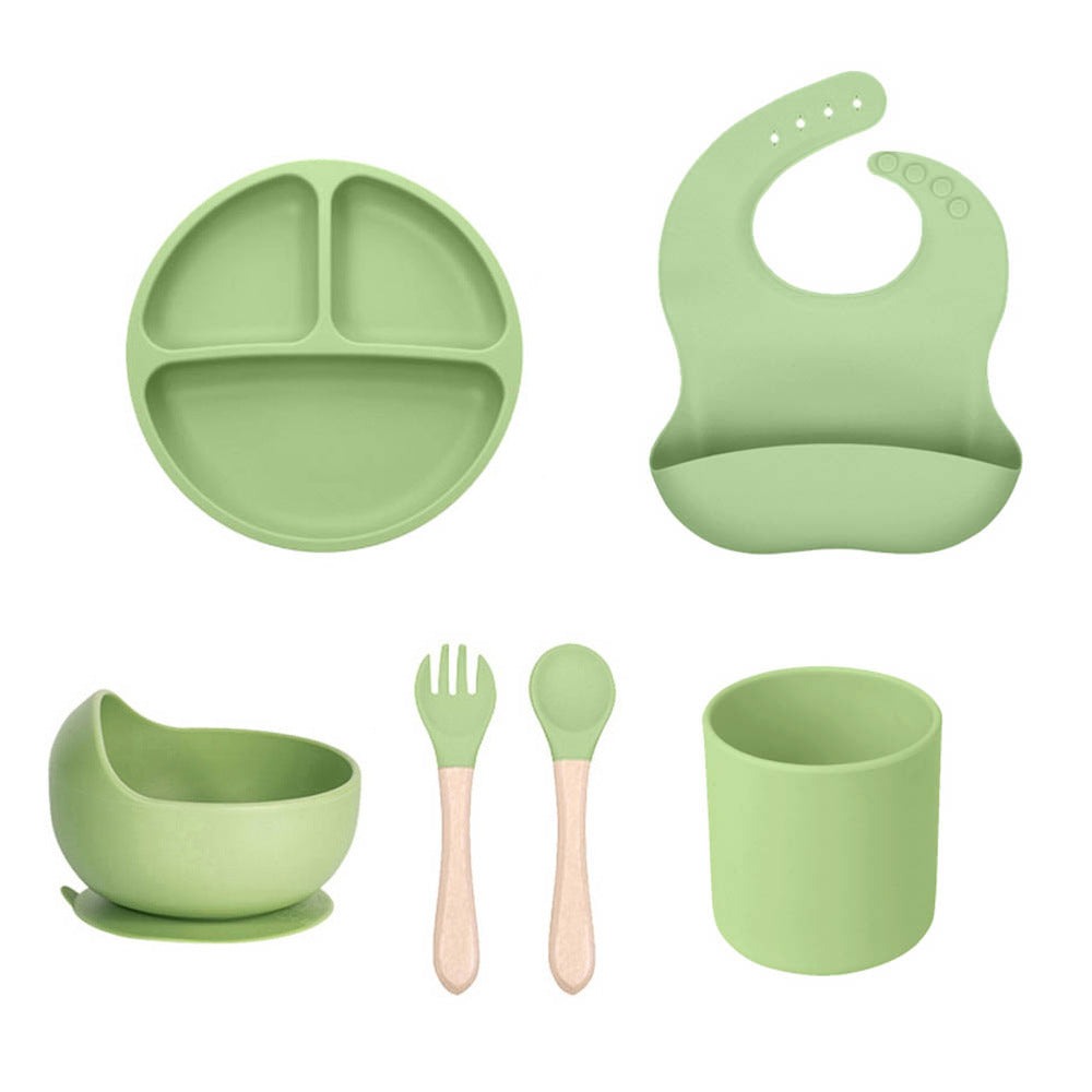 Cross-border children's silicone plate set Baby complementary food grid plate Love plate Maternal and infant feeding tableware set