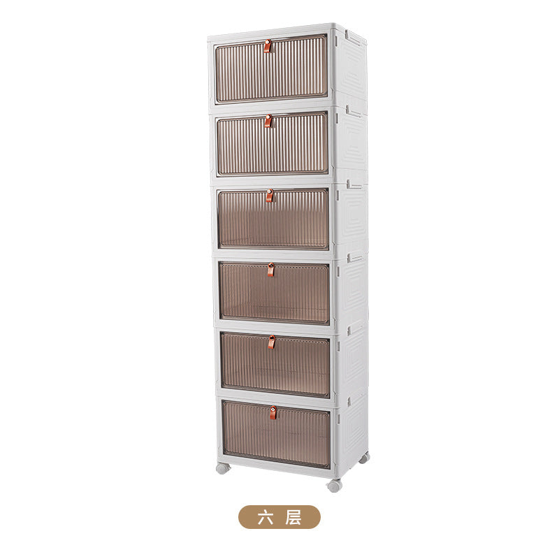 Storage box with wheels Removable snack storage cabinet Household clothing Multi-layer storage box Transparent dust-proof finishing box