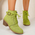 new arrival thick heel short boots women's nubuck leather boots side zipper belt buckle exportplus size women's boots wholesale