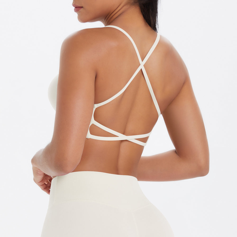Fashion cross-border thin strap cross back yoga sports intimates large backless breathable fitness bra yoga wear for women