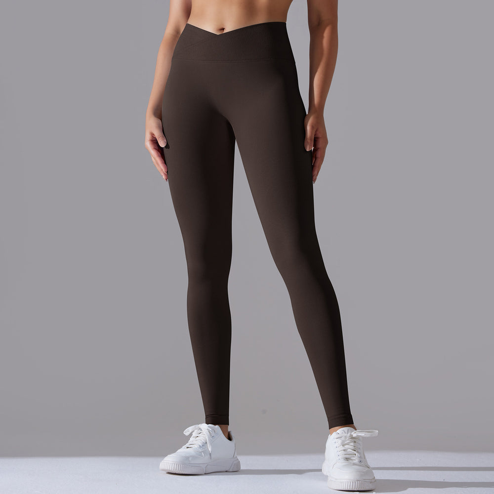 Fashion cross-border seamless tight yoga pants women's cross high waist peach butt lifting sports pants breathable quick-drying fitness pants