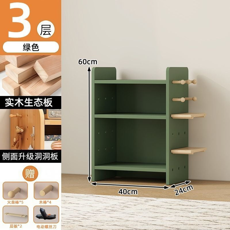 Solid wood bookcase, multi-tier book storage shelf, dustproof kindergarten bookshelf, children's student bookshelf, small storage rack