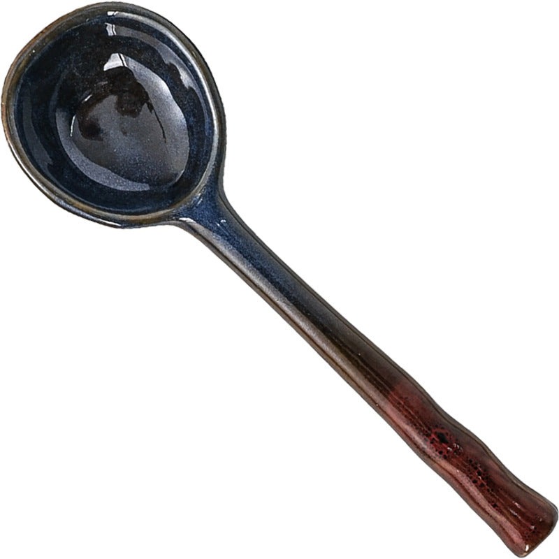 Japanese-style stoneware creative coffee spoon dessert spoon - cute, high-value, long-handled spoon for restaurants and home use - perfect for serving soup and eating