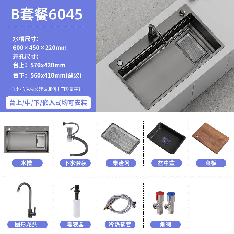 Double slag collection sink large single slot high quality stainless steel kitchen sink thickenedfor home dishwashing sink vegetable sink