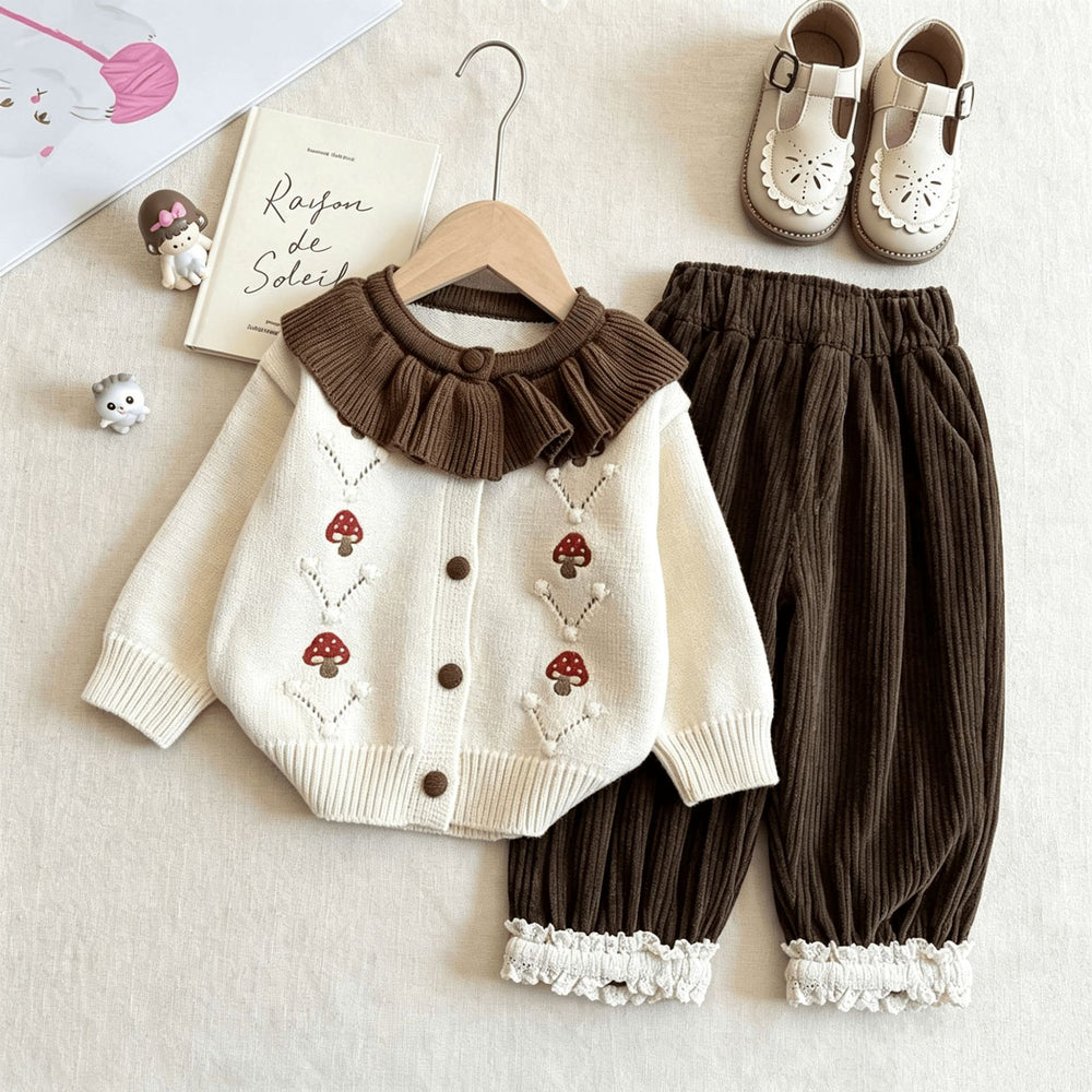 Kids' cardigan  new style: spring/autumn girls' embroidered peter pan collar sweater