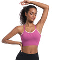 Clearance cross-border solid color double-panel seamless sports bra with built-in cups - perfect for running, fitness, and yoga