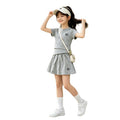 Girls' skirt-pants set, new  summer collection: stylish short-sleeve two-piece outfit for mid-to-large children, combining sporty and trendy fashion
