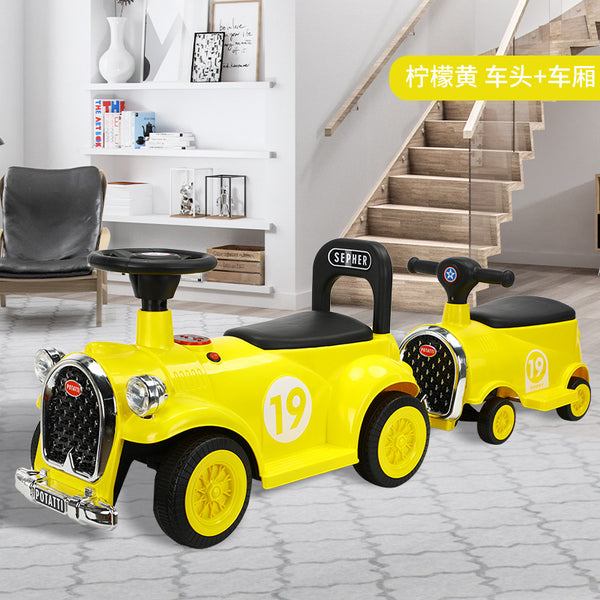 Electric small train, children's toys can be towed by the carriage, four-wheeled cool men and women can sit on baby toys