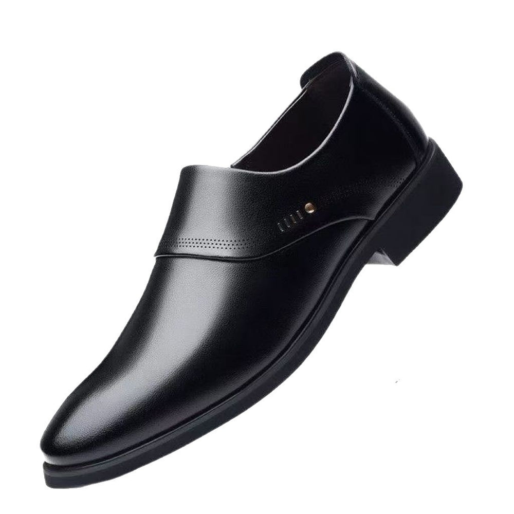 Men's leather dress shoes - 2024 spring collection: premium business casual, hidden heel, versatile, and available in plus sizes