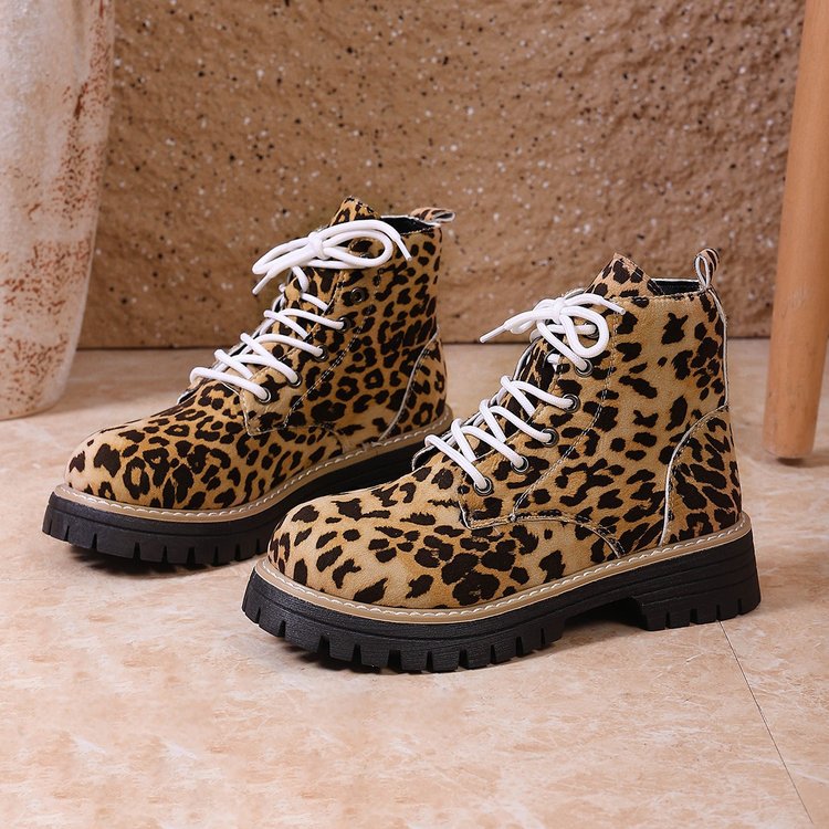 autumn new arrival: women's leopard print martin boots for cross-border e-commerce, plus sizes available. wholesale price: $0.67. dropshipping available on  and . sizes 36-43
