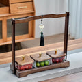 Walnut color fruit plate with handle chinoiseriefor home living room nut plate tea snack plate snack candy dried fruit box compartment plate