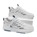 Men's spring breathable mesh sneakers - trendy, versatile casual skate shoes with lace-up closure, soft sole, and a stylish white design for students