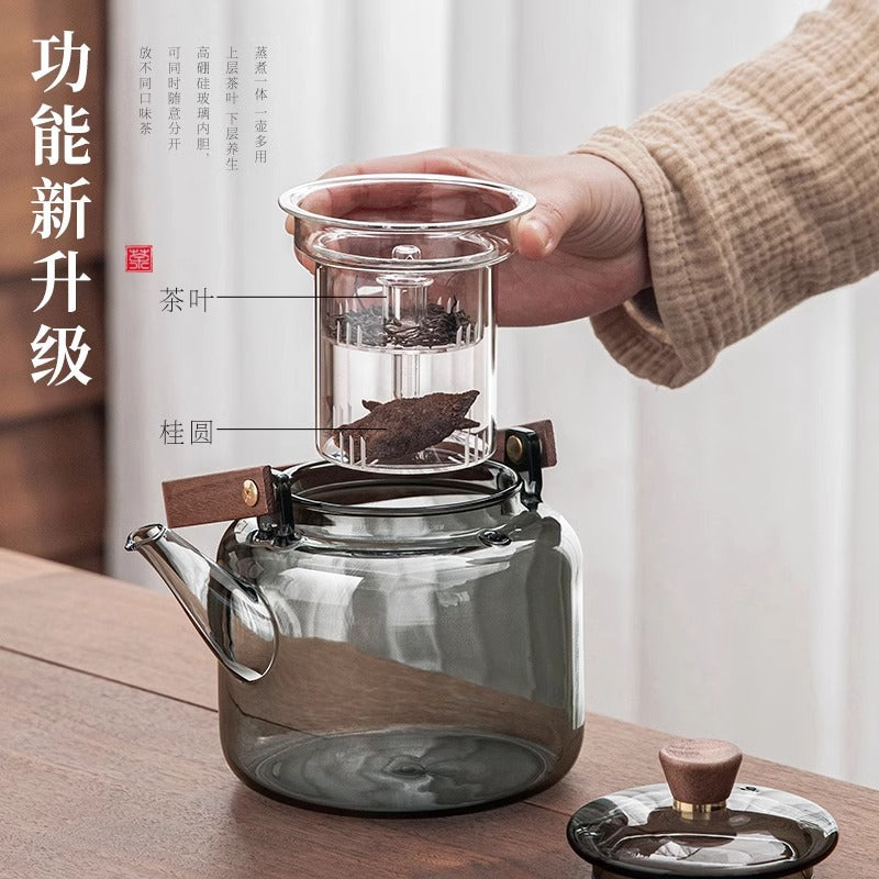 Tea kettle thickened glass handle kettle large capacity tea maker steaming all-in-one health-preserving kettle electric ceramic stove bubble tea kettle
