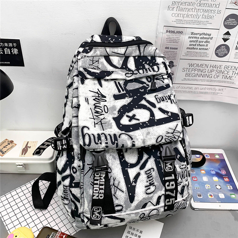 Backpack Women's Japanese Harajuku Large Capacity Junior High School Student School Bag Men's Trendy Cool Casual Versatile Sports Backpack