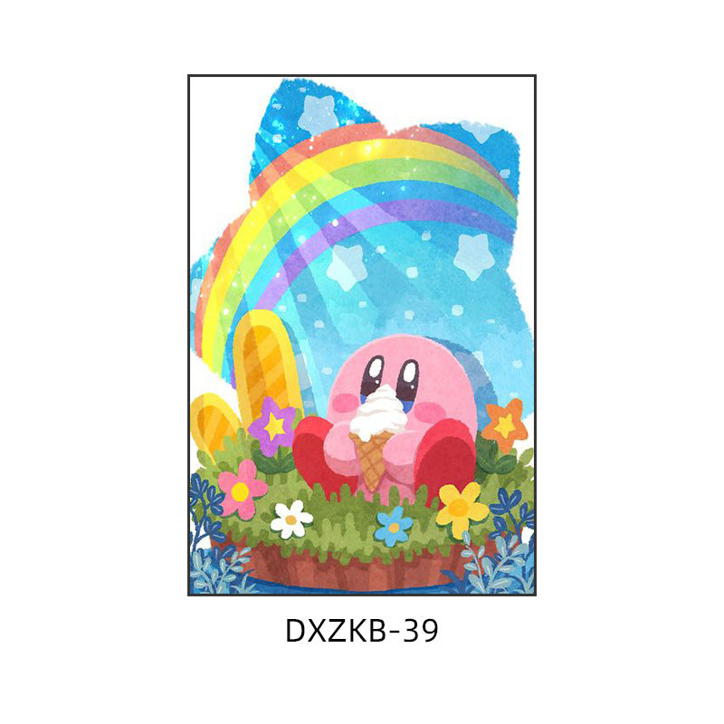 Star Kirby decorative painting pink girl bedroom children's room hanging painting cartoon animation cute princess bedside mural