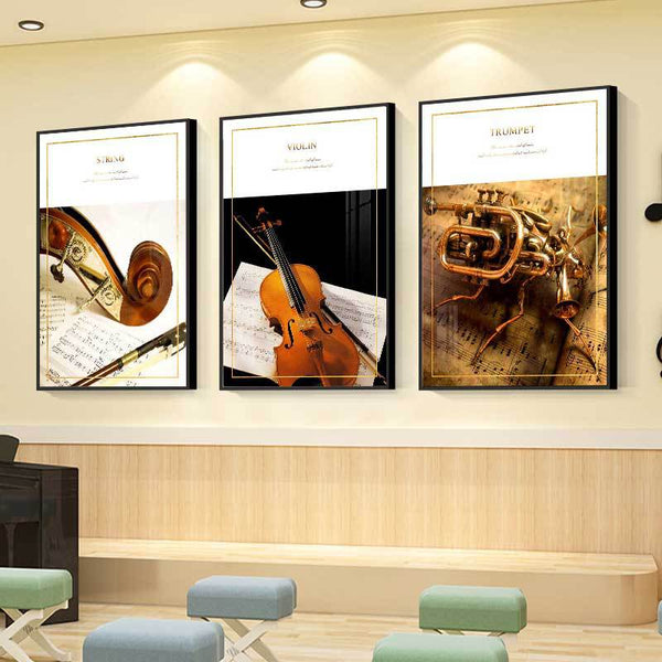 Piano room decorative painting music classroom studio hanging painting piano shop piano guitar violin art background mural