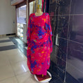 European and american cross-border women's fashion:  summer new arrivals - elegant round neck drawstring printed dress, sundress, and casual set