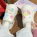 Clogs winterfleece-lineddetachable women's fall and wintergirl high heels cute student non-slip cotton slippers winterfleece-lined