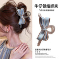 Korean new fashion back of head blue denim bow transparent gray hair clip claw clip shark clip hair accessories for women