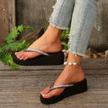 2025 summer new arrival: korean style fashion wedge heel flip-flops - plus size women's beach sandals, ready to ship (african export)