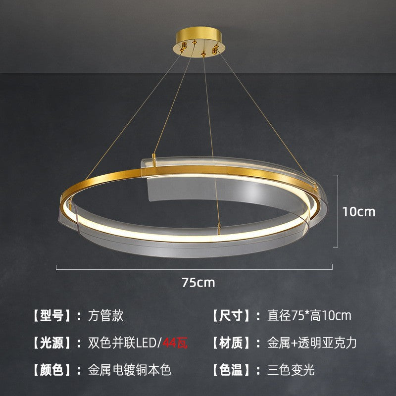 Modern light luxury living room LED ring chandelier designer Nordic simple Internet celebrity restaurant bedroom model room lighting