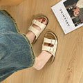 Belt buckle new arrivalthick sole sandals women's french outwear spring and summer fashion soft bottom beach shoes seaside sandals