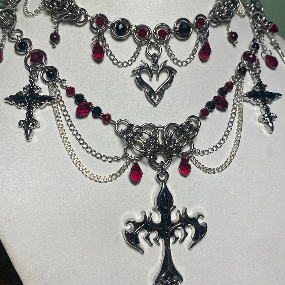 Halloween cross pendant wholesale - european & american cross-border necklace, light luxury, high-end, royal court style layering jewelry accessories for women