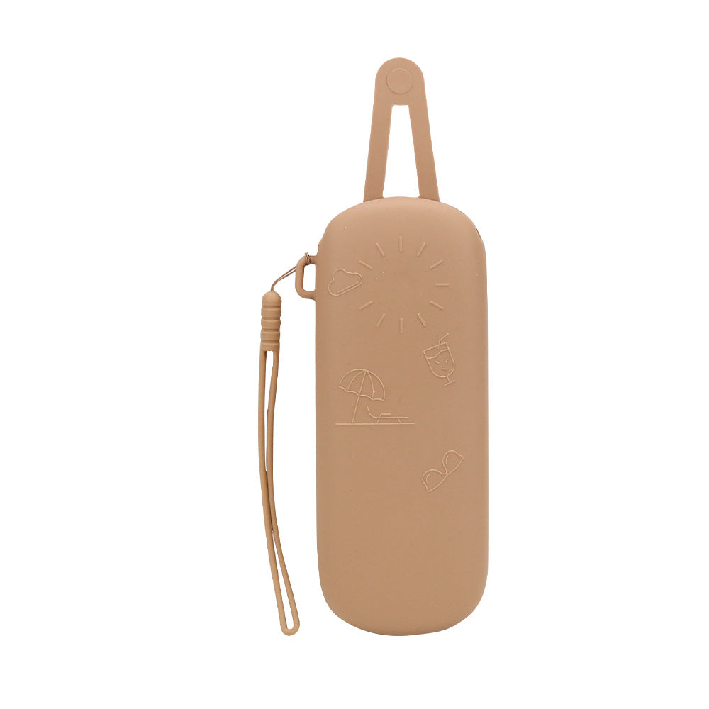Silicone magnetic suction glasses storage bag outdoor with lanyard makeup brush zipper storage bag scratch-proof dust-proof storage bag