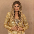 fashion women's color block sequin cropped casual jacket for spring - suitable for , , and  (us & european cross-border e-commerce)