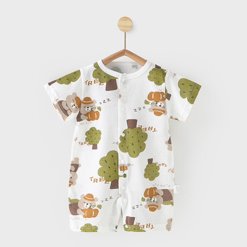 Baby romper - summer lightweight pure cotton short sleeve breathable cooling onesie