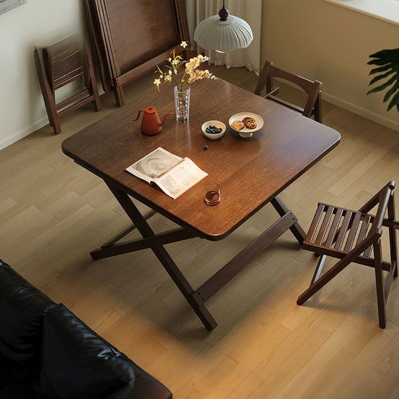 Solid wood folding table - square dining table, collapsible dining table for home, small apartment, simple square table