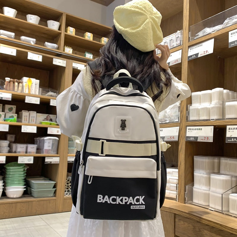 New junior high school schoolbag, college student strong wear-resistant simple backpack, fashion trend, middle school student waterproof backpack