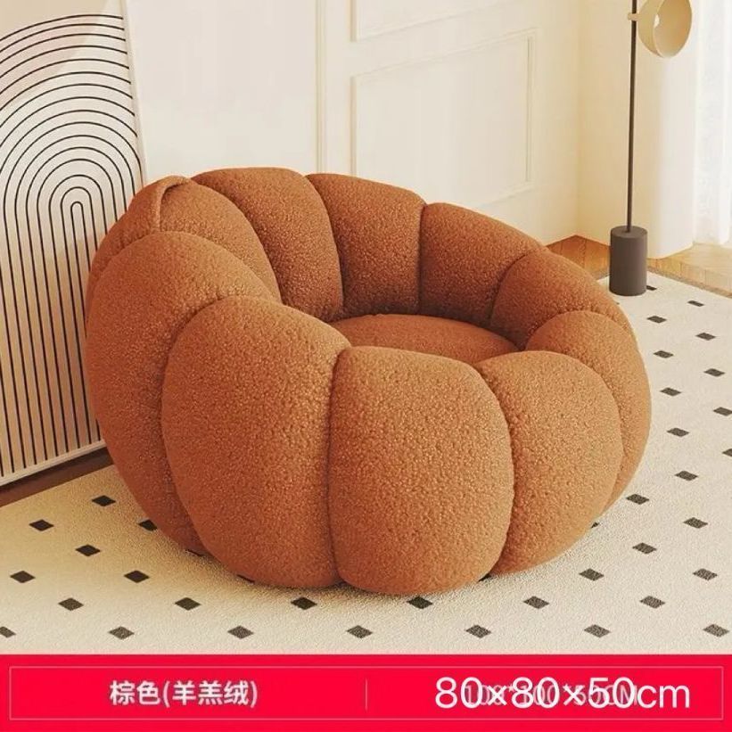Cream wind lazy sofa reclining and sleeping pumpkin sofa leisure chair lamb wool fabric sofa single sofa
