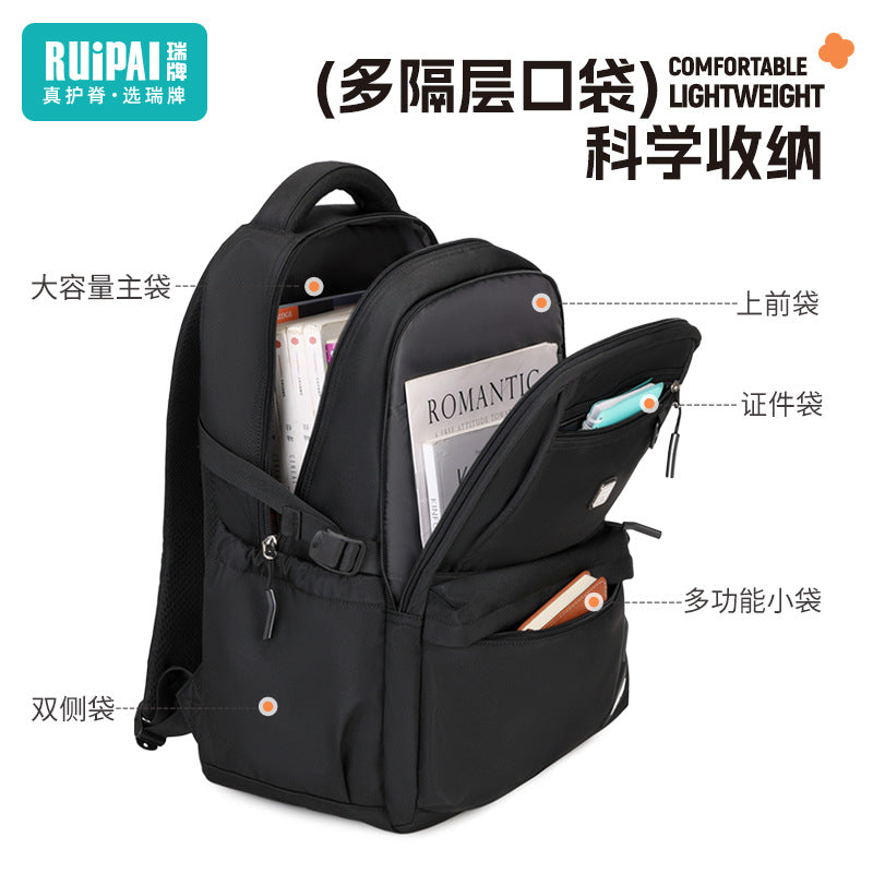 Ruipai Middle School University School Bag Male 2025 New High School Student Large Capacity High School Student Burden Reduction Ridge Backpack