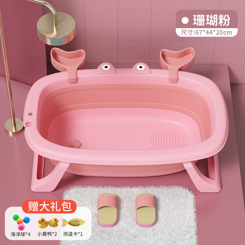 Foldable baby bathtub - plastic baby bath tub for infants and toddlers - small size, sit & lie down design - home use, newborn & infant supplies