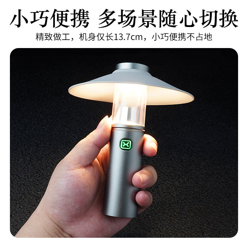 Cross-border multi-functional three-in-one camping light, long battery life, fast charging, magnetic attraction, outdoor camping and fishing, portable flashlight