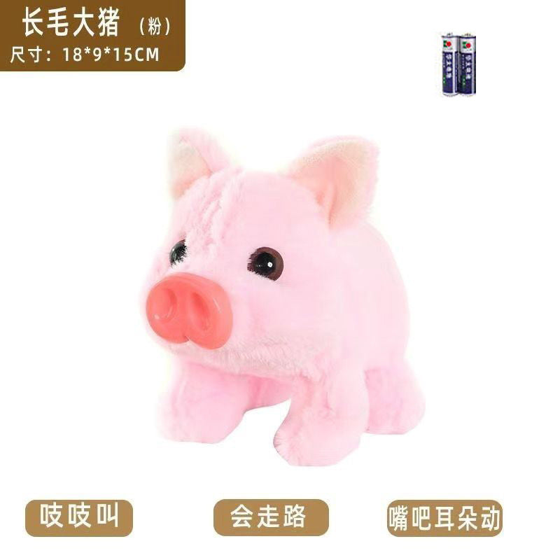 Dropshipping realistic plush electric piggy - jumps & squeaks - kids' pretend play pet toy