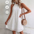 fashion  cut outembroiderhalterdress sleeveless loose a-line beach vacation skirt