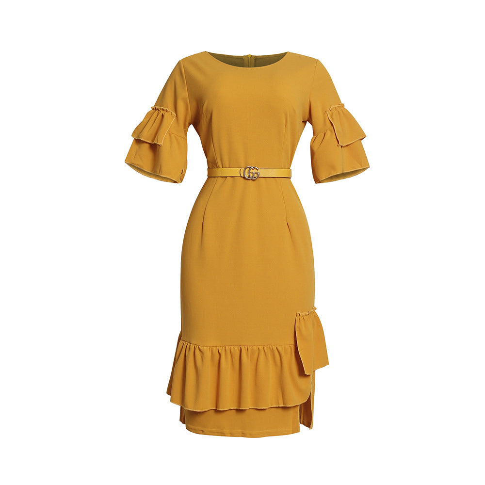 Fashion cross-border export women's dress african clothing plus size women's olwork clothing hip-covering cake skirt with belt